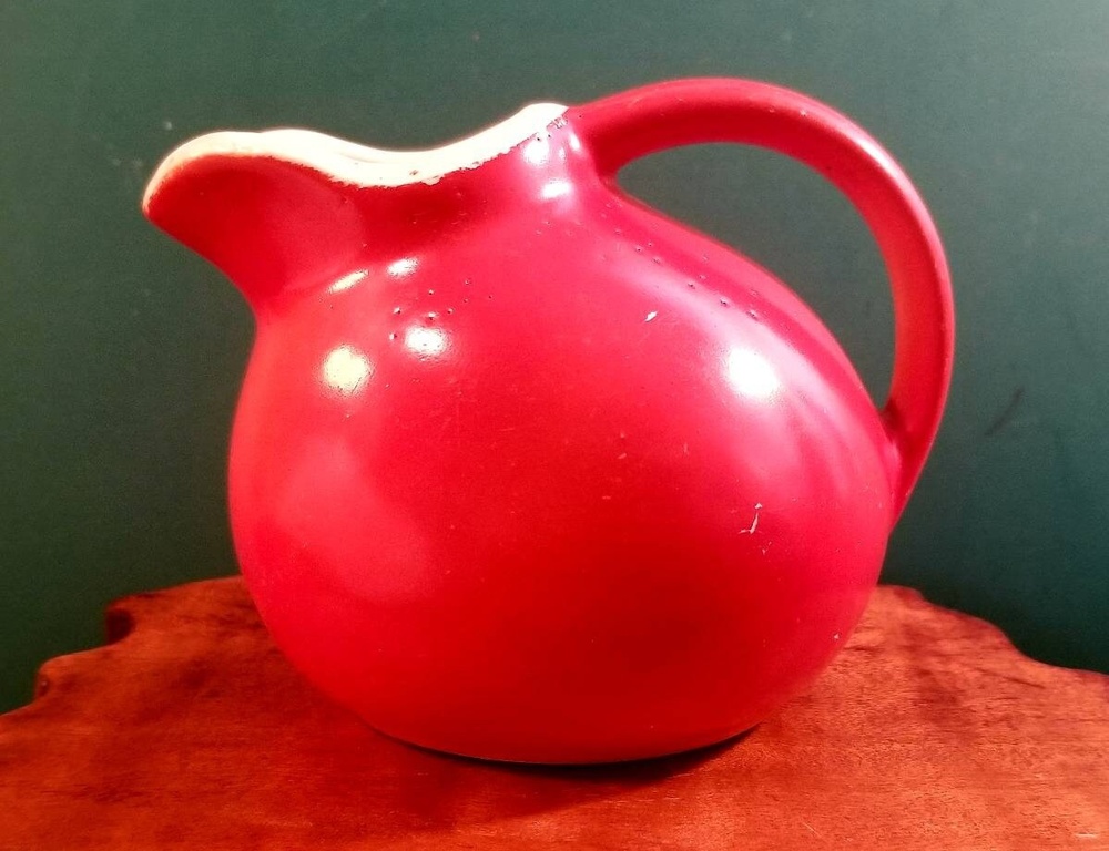 Vintage Sevilla Ball Pitcher By Cameron Pottery Products Orange Tilt Creamer